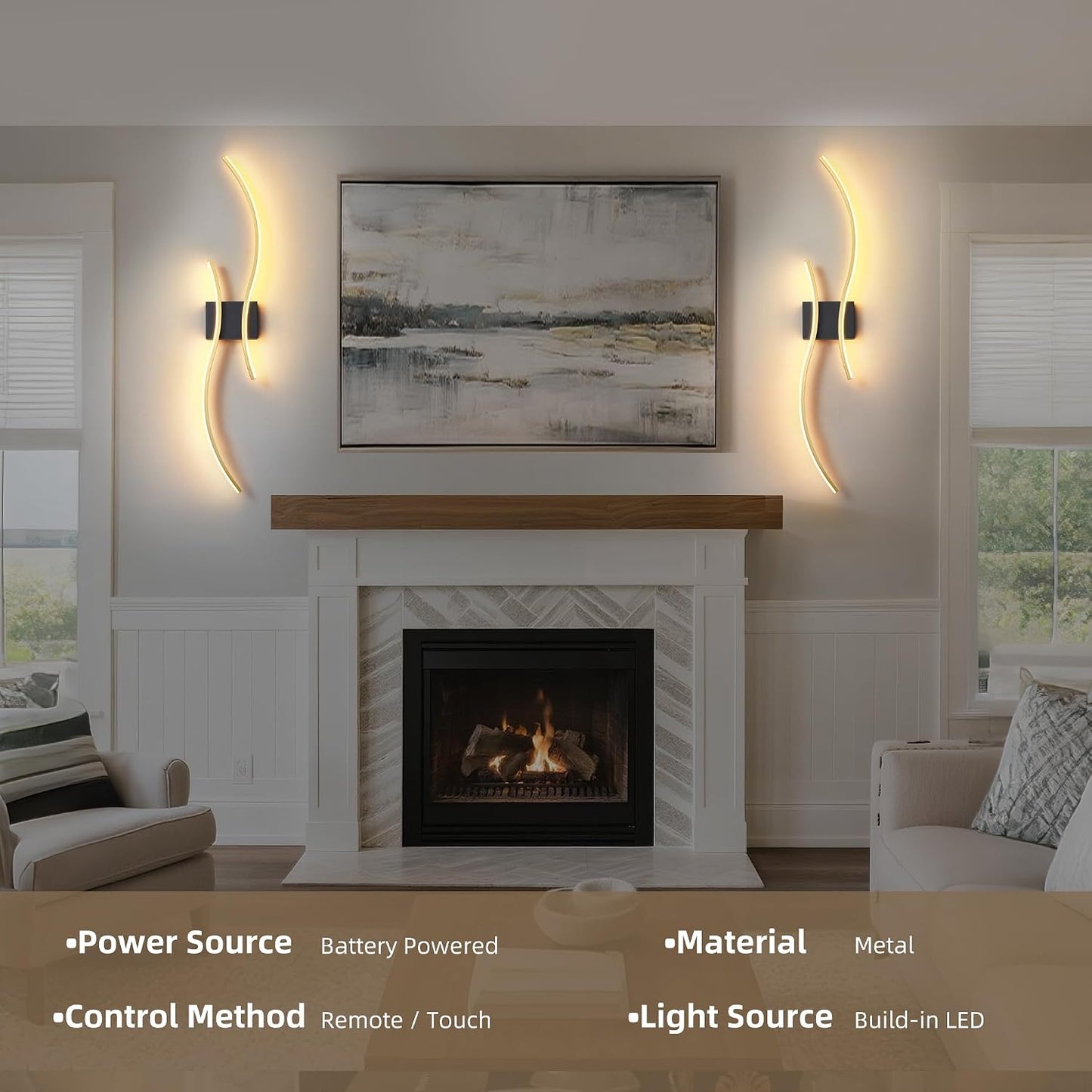 2 Apliques Pared LED Recargables Con Control Remoto