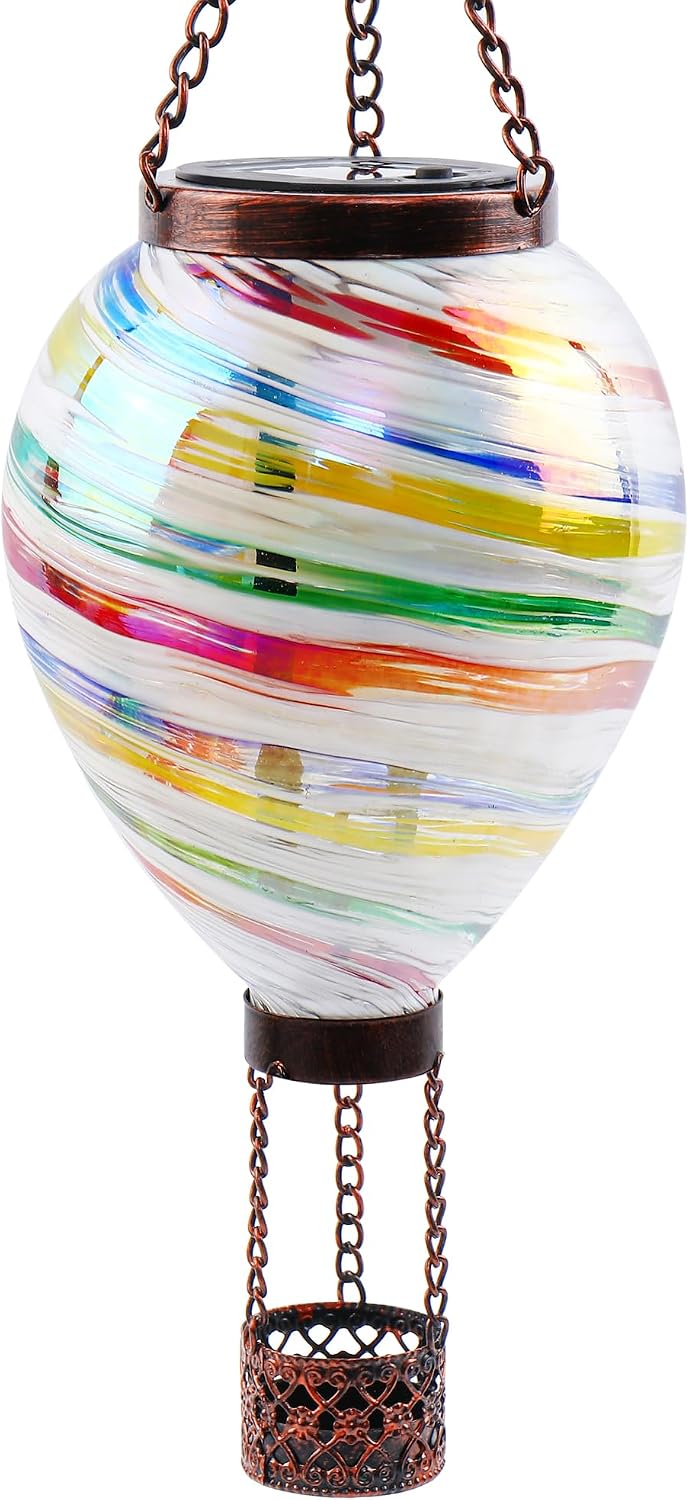 Linterna solar globo aire caliente vidrio artístico efecto llama