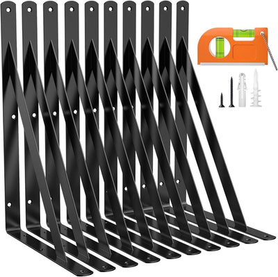 10 Soportes L Estante 12pulg Negro 250lb