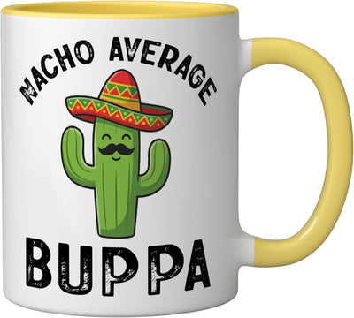 Taza cerámica Nacho Average BUPPA divertida para abuelo mexicano amarilla/blanca