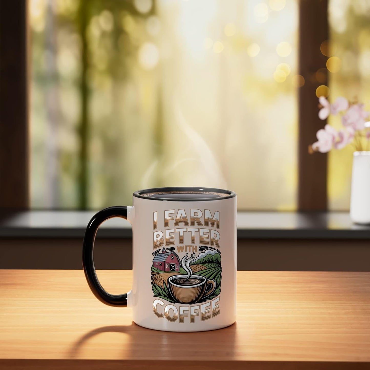 Taza Cerámica Café Agricultura Caffeine Negro/Blanco