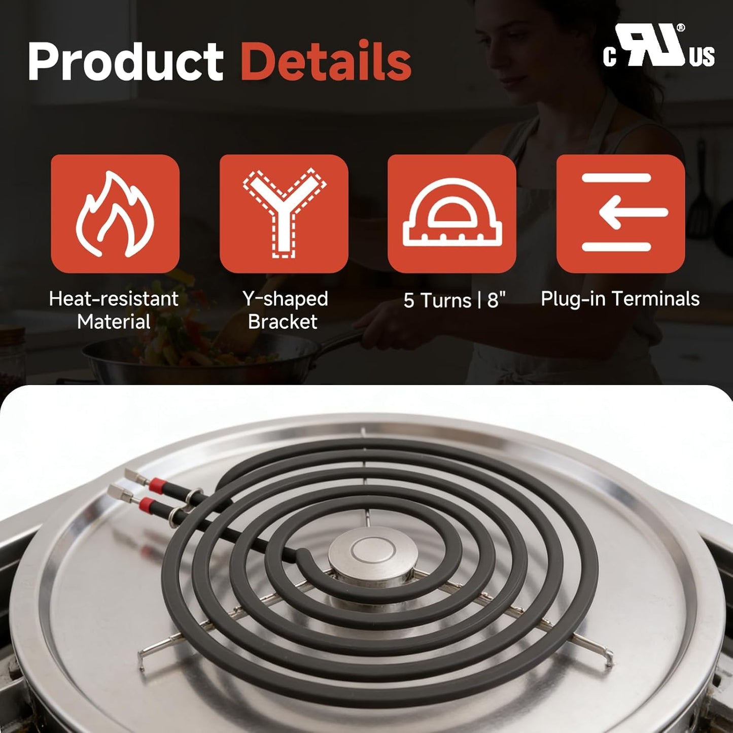 Elemento calefactor 8pulg 5vueltas comp GE Hotpoint