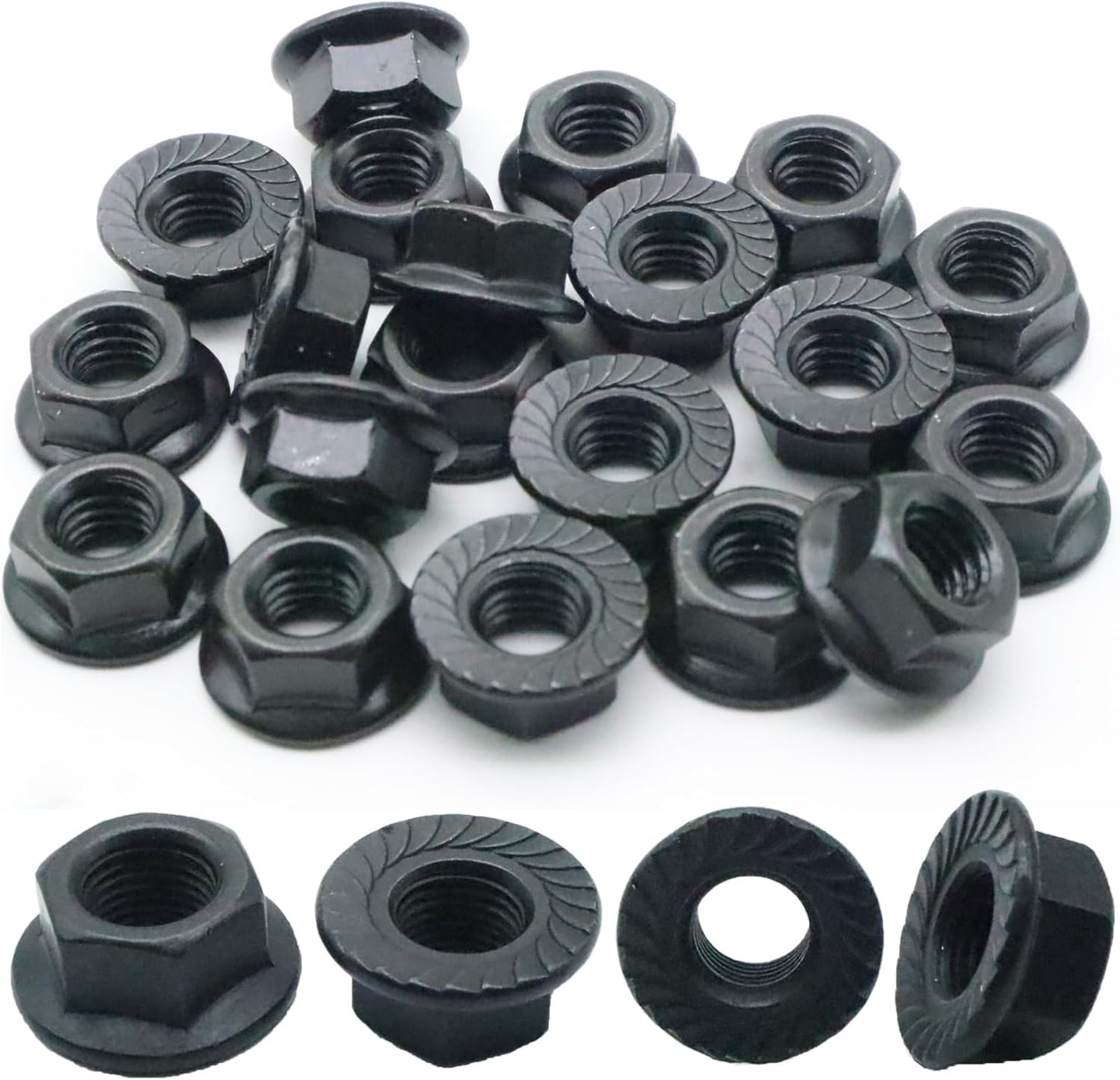 20 Tuercas M8 Acero Carbono Bloqueo Brillantes Negro