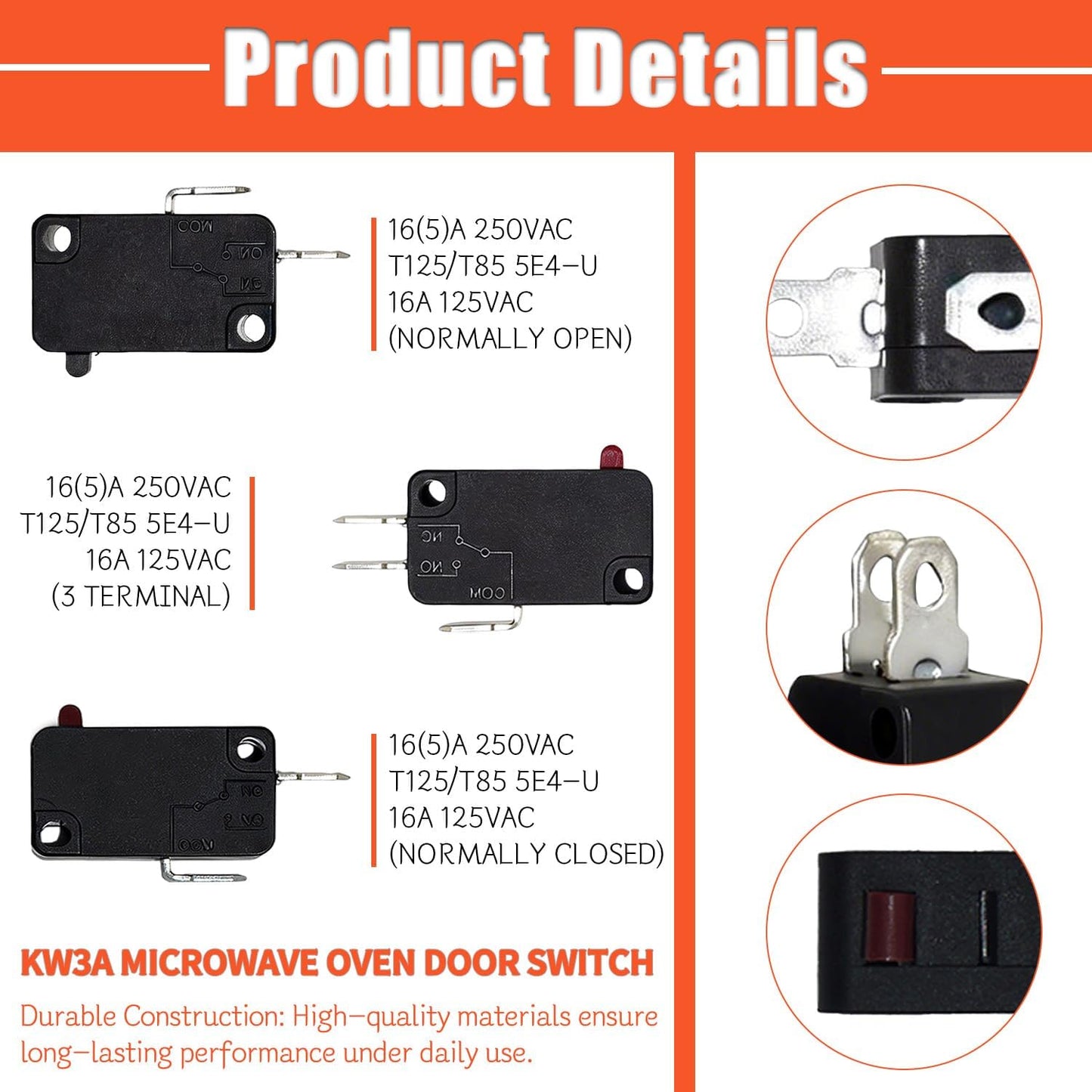 Repuesto interruptor puerta microondas Whirlpool