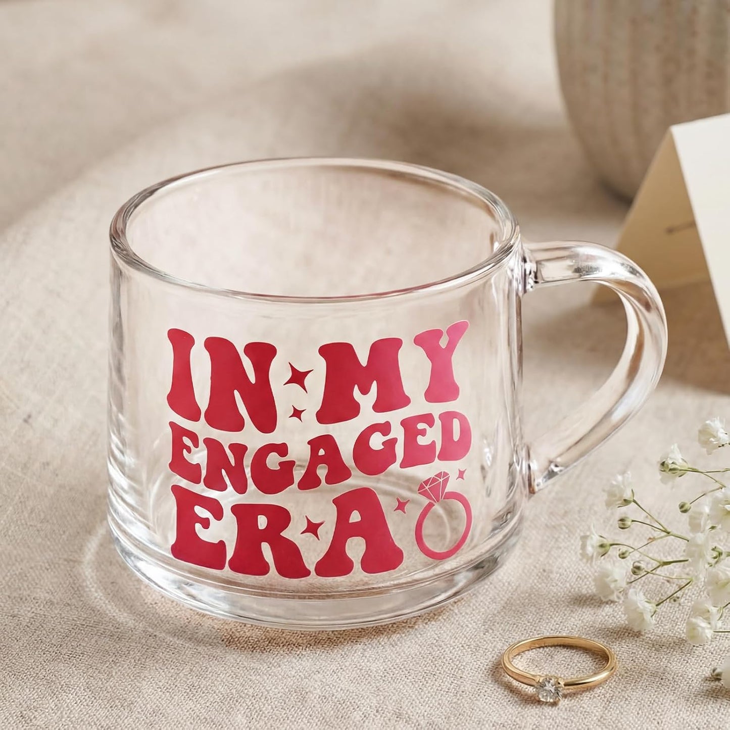 Taza de vidrio regalo compromiso mujer despedida de soltera