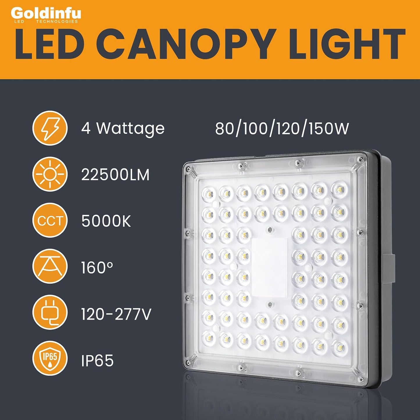 4 Luces LED Comerciales 150W IP65 Impermeables Exteriores