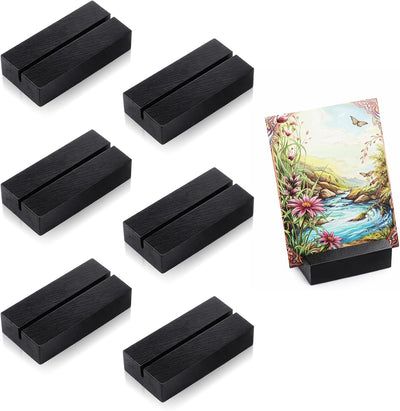 Portatarjetas de madera 6 soportes negros para números de mesa