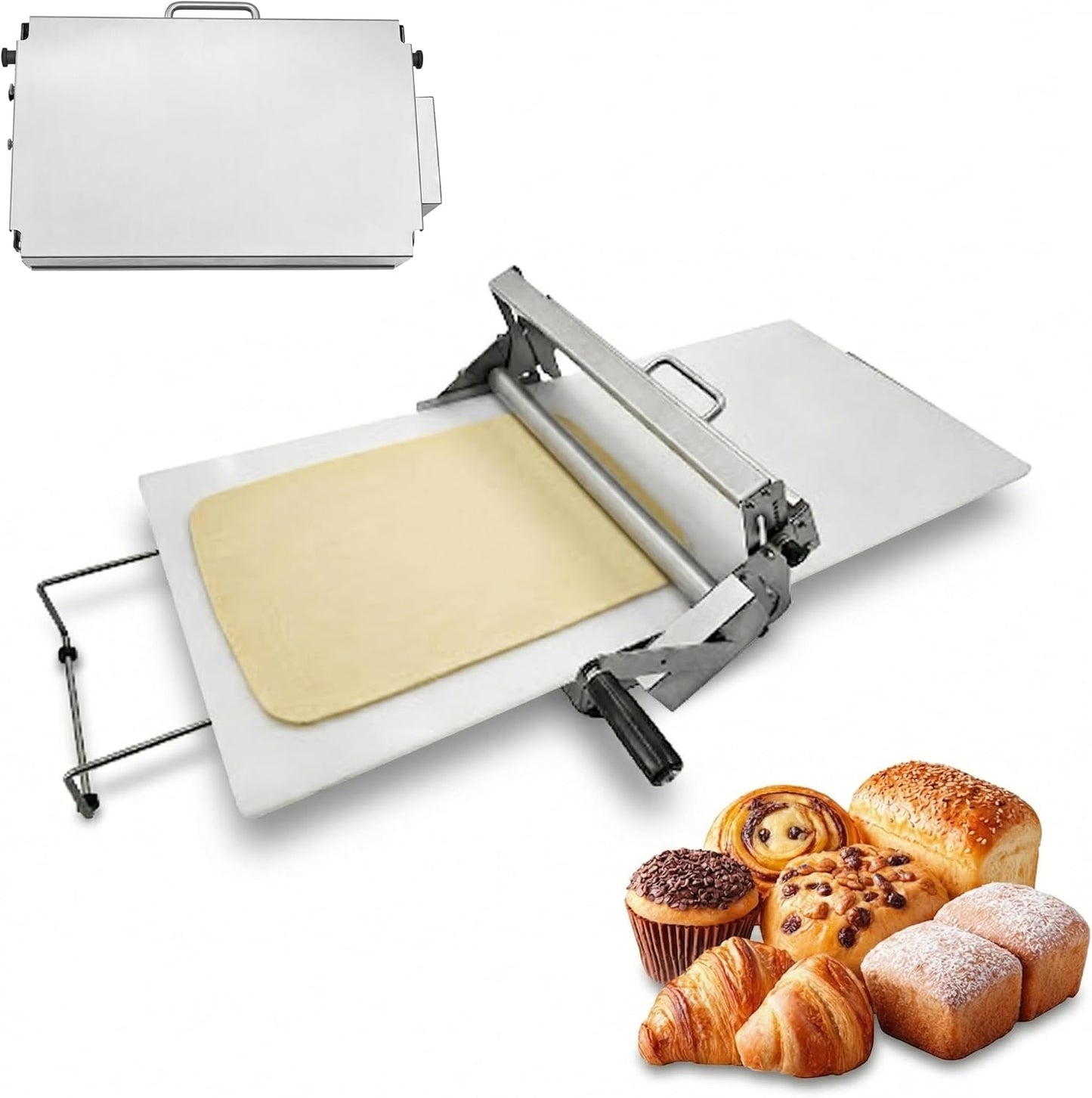 Máquina rodillo masa plegable 15.5pulg acero inox 55 grosores