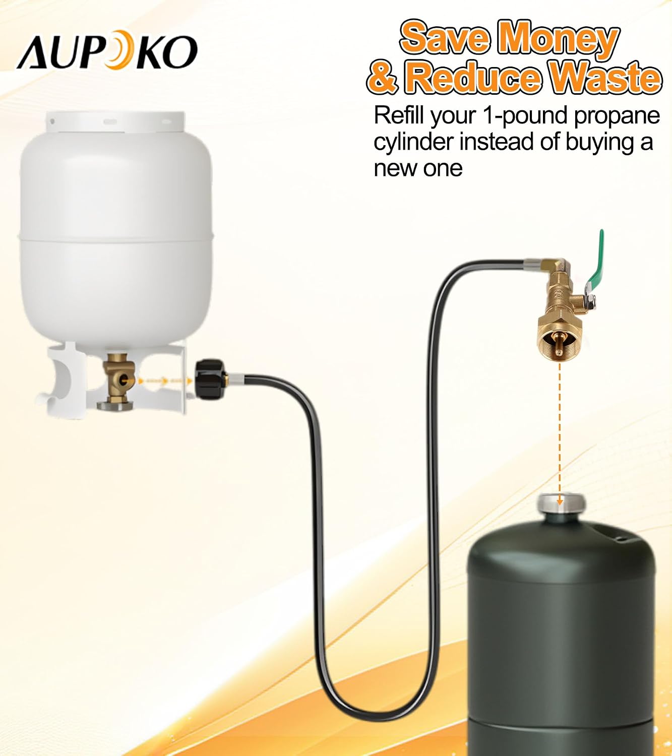 Manguera adaptadora propano 36pulg con válvula control