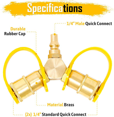 Adaptador Y propano 1/4pulg conexión rápida para RV y parrilla
