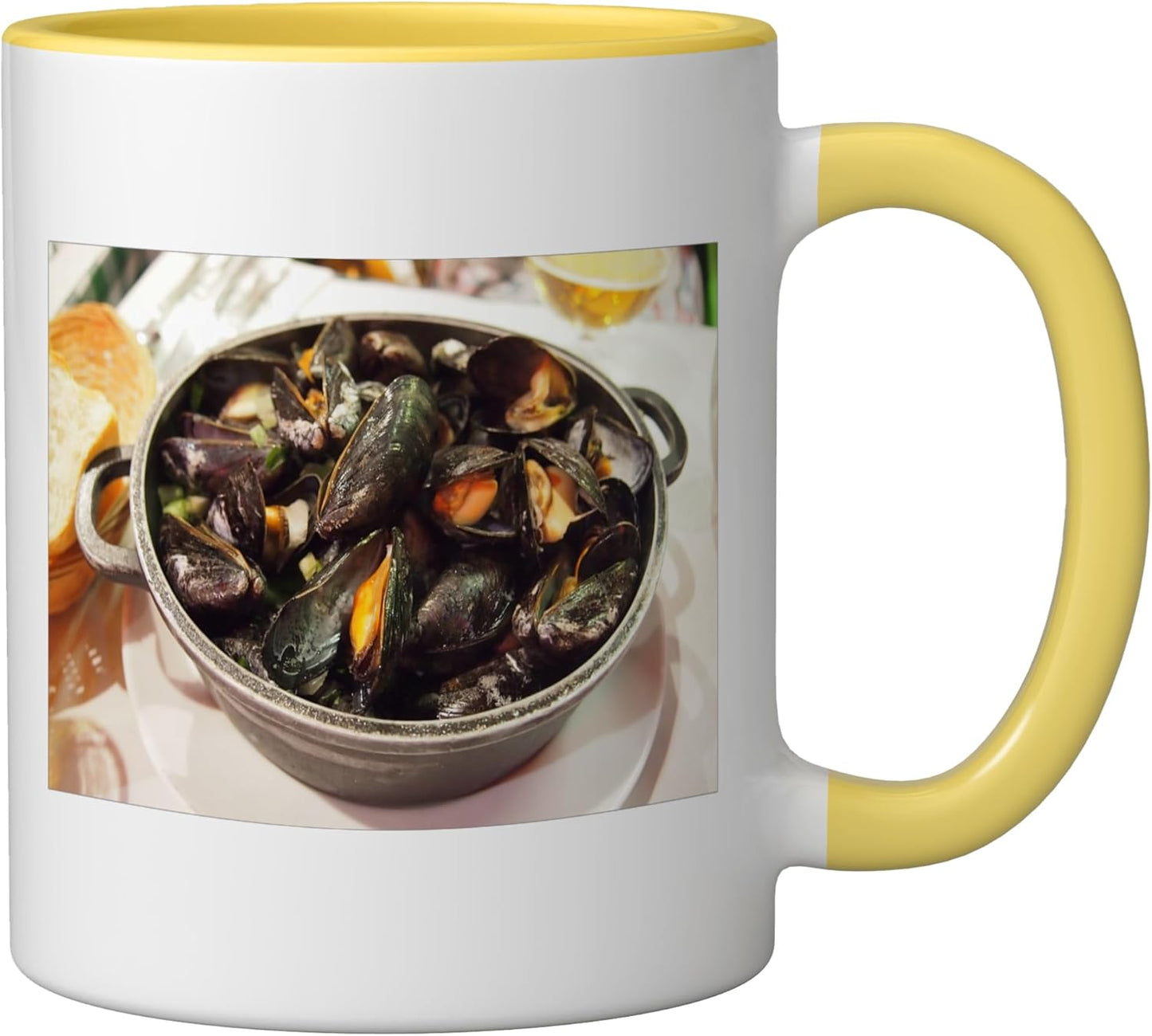 Taza Cerámica para Mariscos Amarillo Blanco
