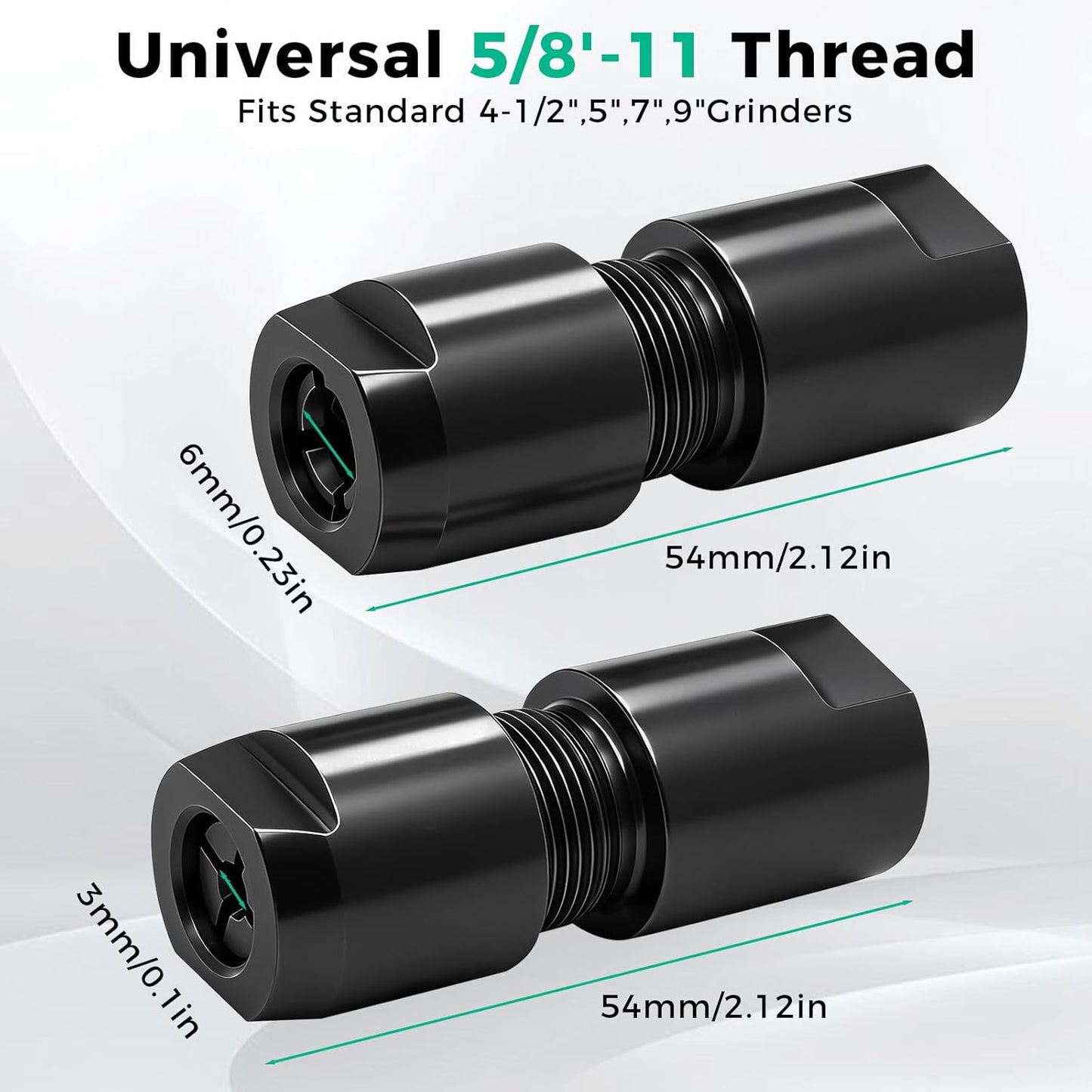 2 Adaptadores Amoladora Angular Mandril Recto 5/8-11 a 1/4 y 1/8