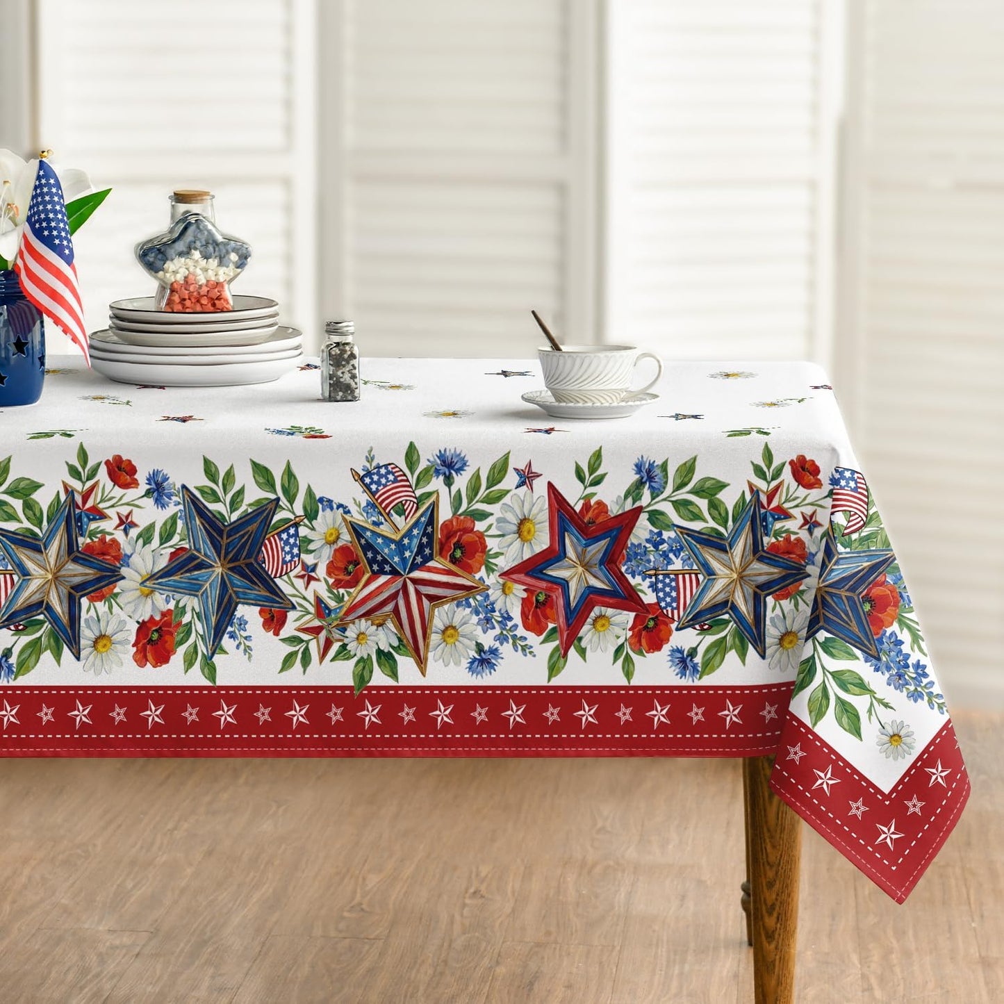 Mantel cuadrado 60x60 pulg diseño bandera estadounidense vintage