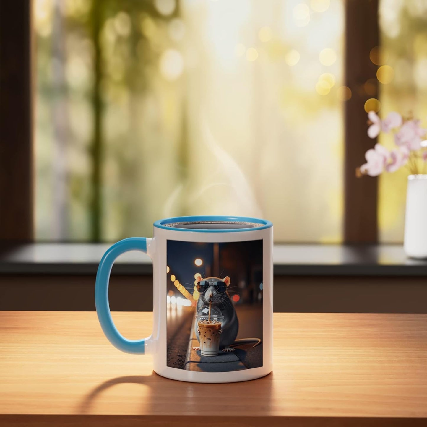 Taza Cerámica Meme Café Helado Azul/Blanco