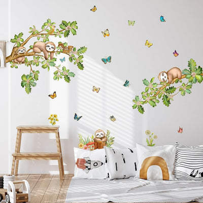 Adhesivos pared hojas sloth mariposa flores para sala dormitorio
