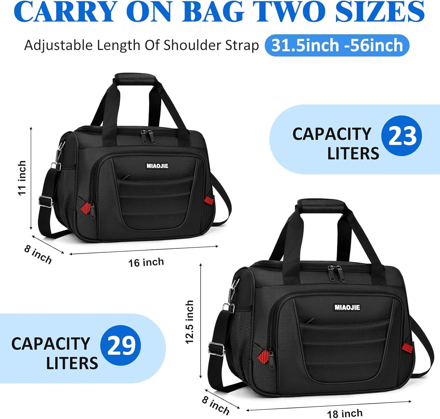 Bolsa equipaje mano para asiento Negro hombre mujer
