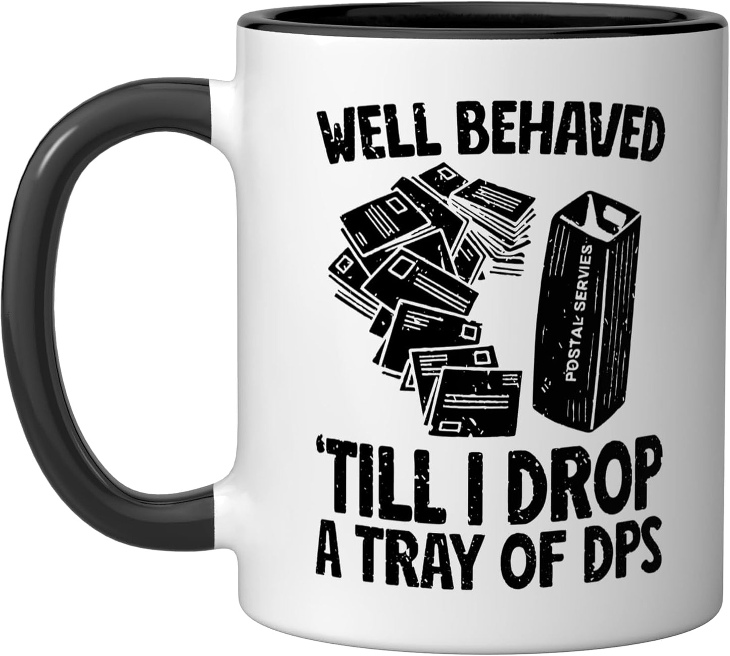Taza cerámica para cartero humorística negra/blanca