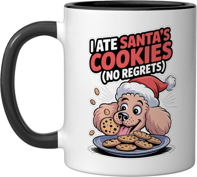 Taza cerámica para perro poodle navideño con galletas de santa