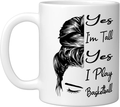 Taza cerámica para jugador alto de baloncesto blanca
