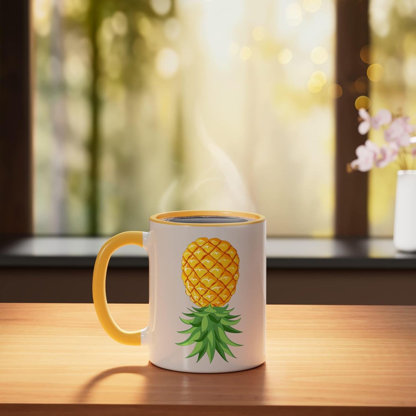 Taza Cerámica para Pareja Estilo Crucero Amarillo/Blanco