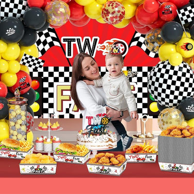 24 pcs bandejas de servir para nachos con coches de carrera para cumpleaños de niño