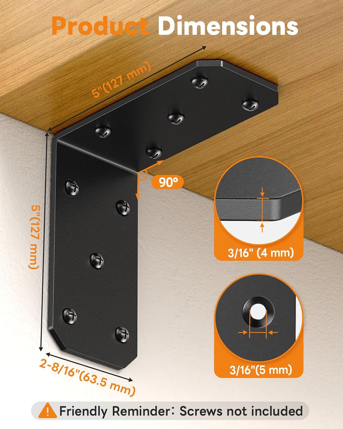 Soportes en L de 5x5x2.5pulg para postes madera estantes