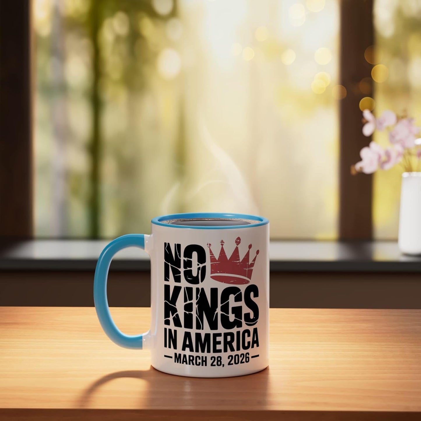 Taza cerámica No Kings Protest 28 de marzo 2026 Resist Crown Grunge