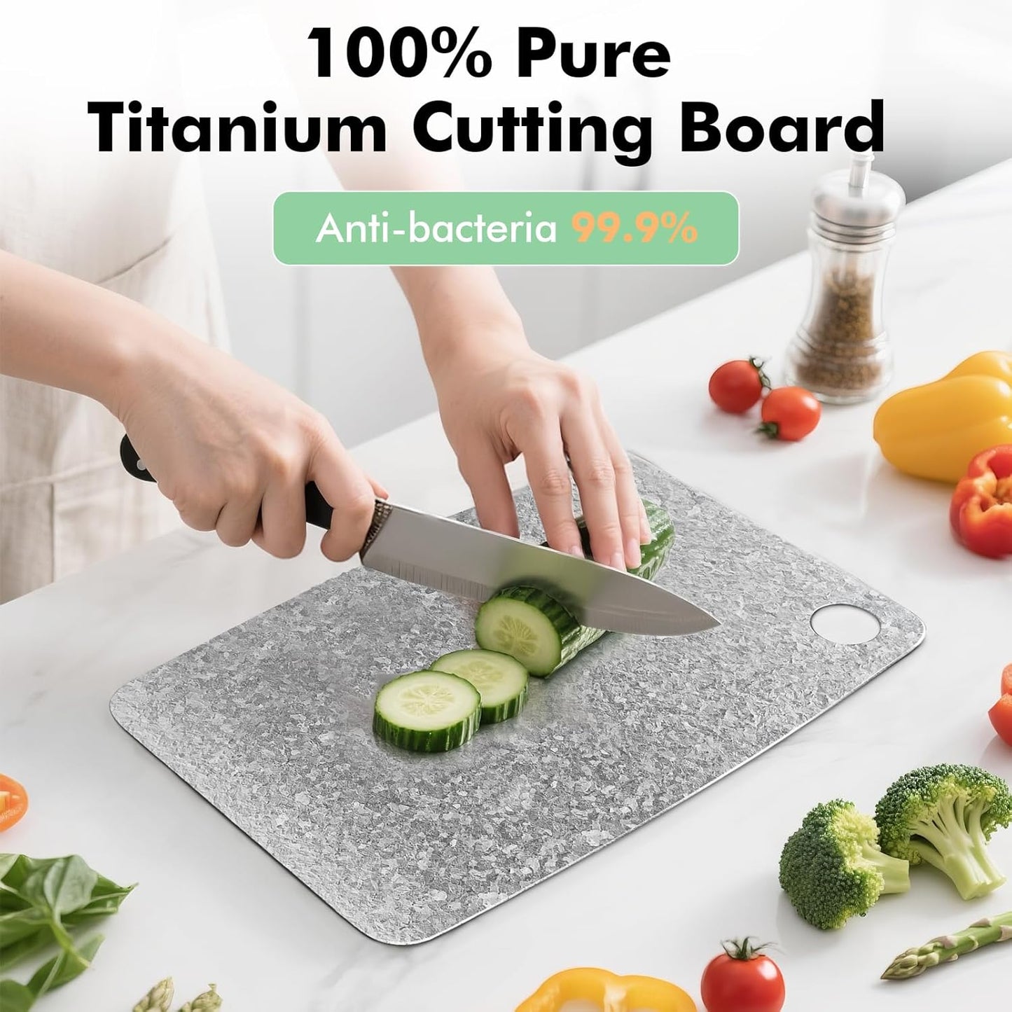 Tabla cortar titanio antibacterial doble cara cocina
