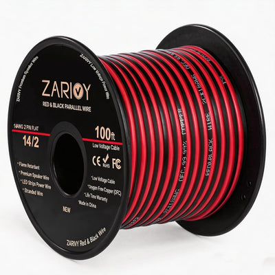 Cable eléctrico 14 AWG rojo y negro 100 pies para LED y automóviles