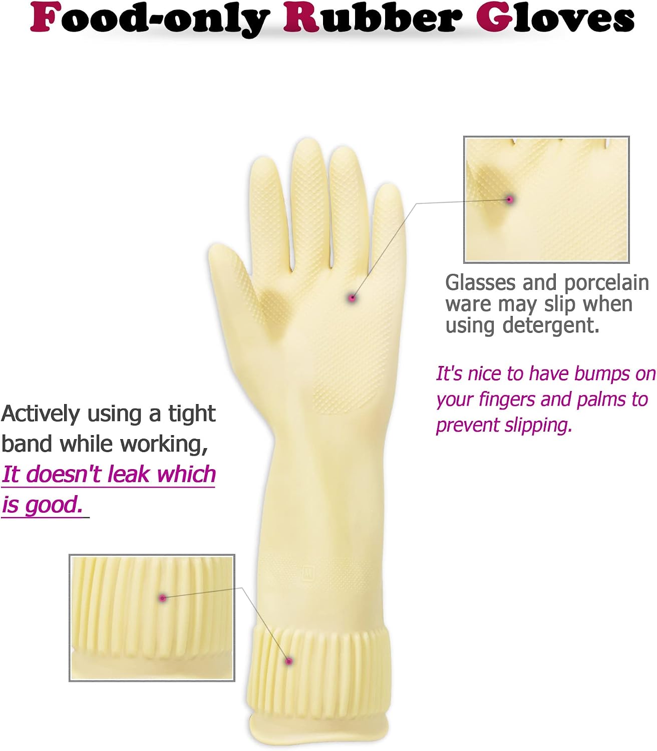 Guantes goma antideslizantes cocina limpieza blanco
