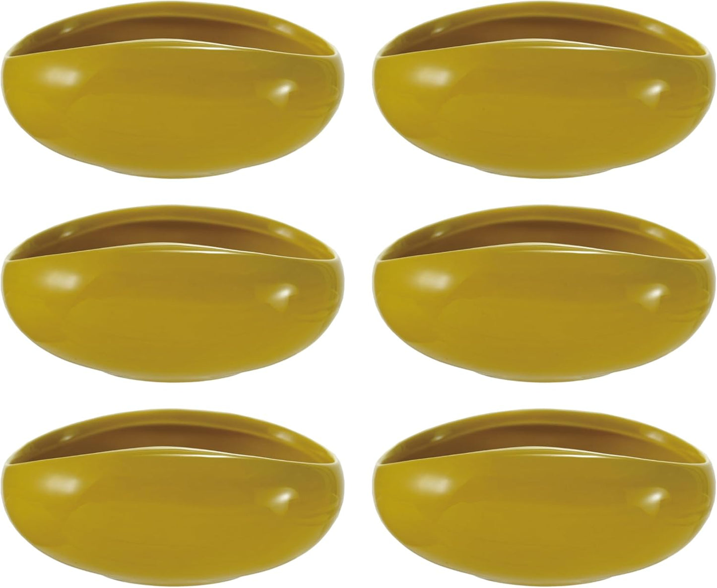 Set 6 Cuencos Cerámica Ovalados Amarillo