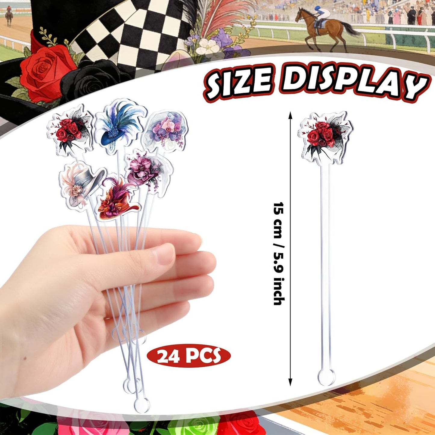 Agitadores de cóctel Derby Day para carreras de caballos 24 unidades