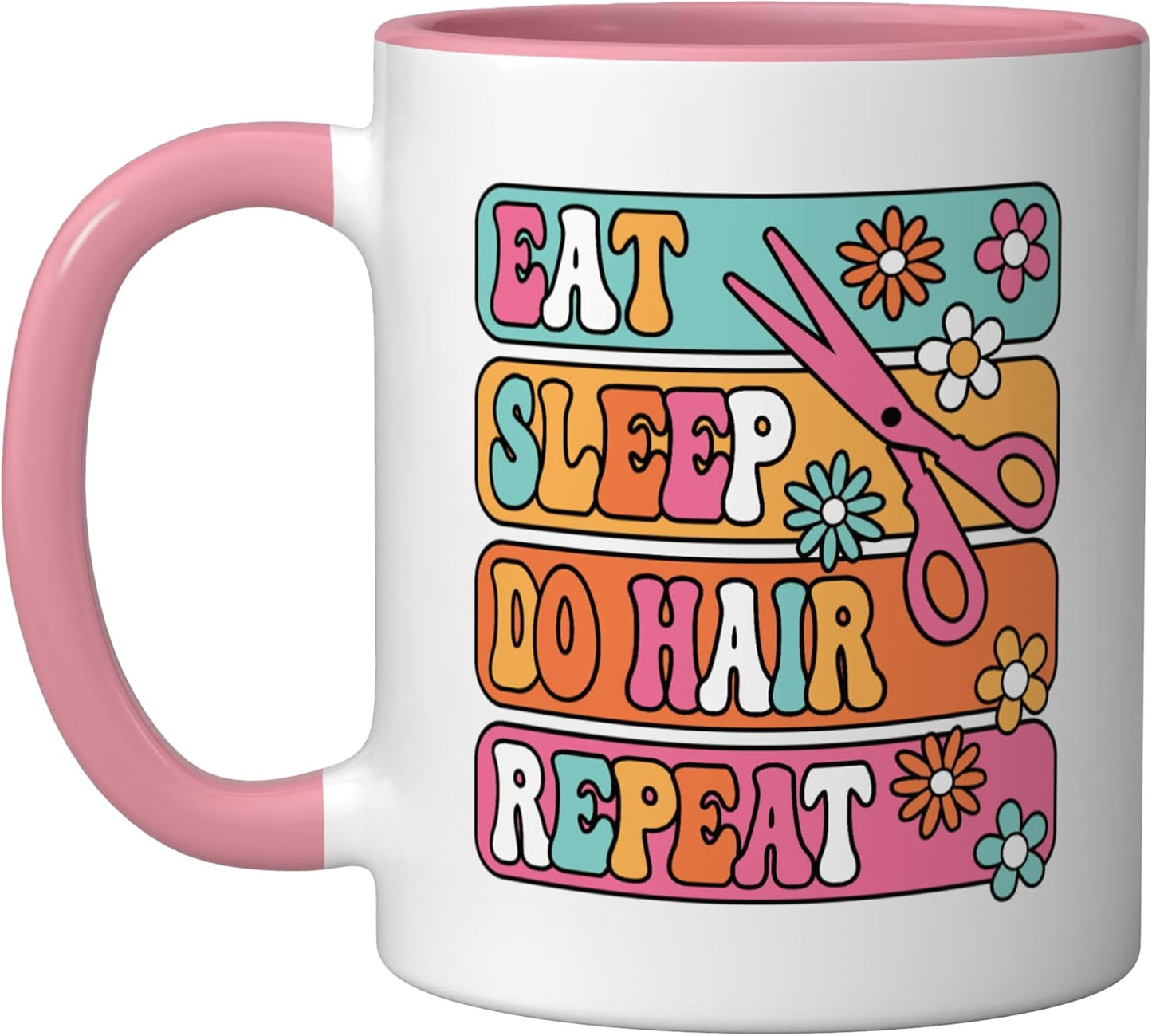 Taza para mujer cerámica de peluquería rosa/blanca