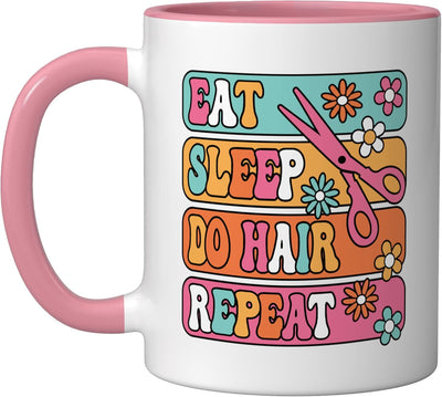 Taza para mujer cerámica de peluquería rosa/blanca