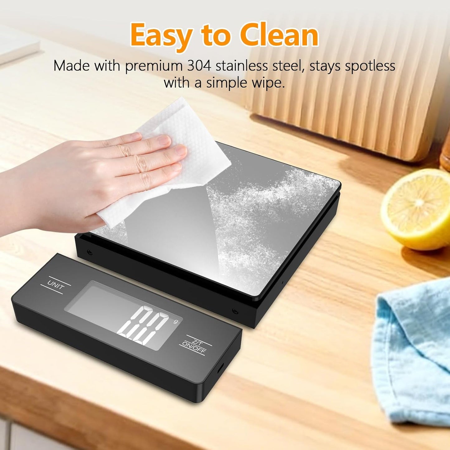 Báscula cocina digital acero inox 11lb LCD retroiluminado con tara