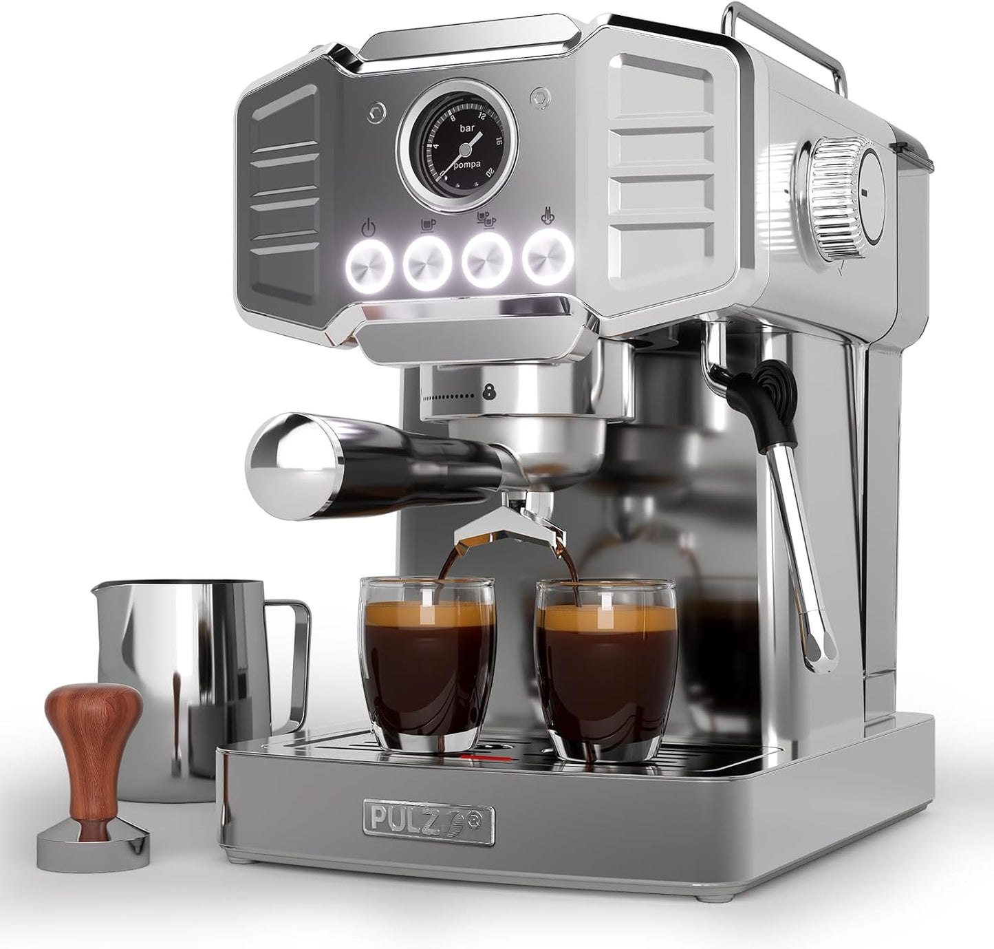 Cafetera Espresso 20 Bar Acero Inox Prensa Visible