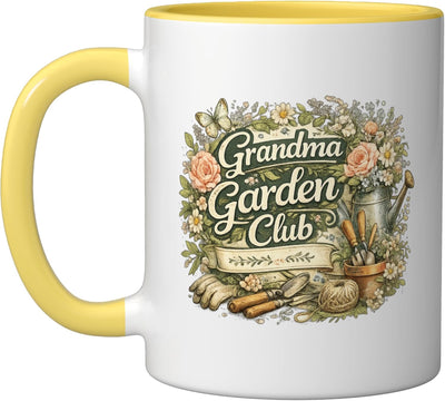 Taza Cerámica Floral para Jardinería Vintage Amarillo Blanco