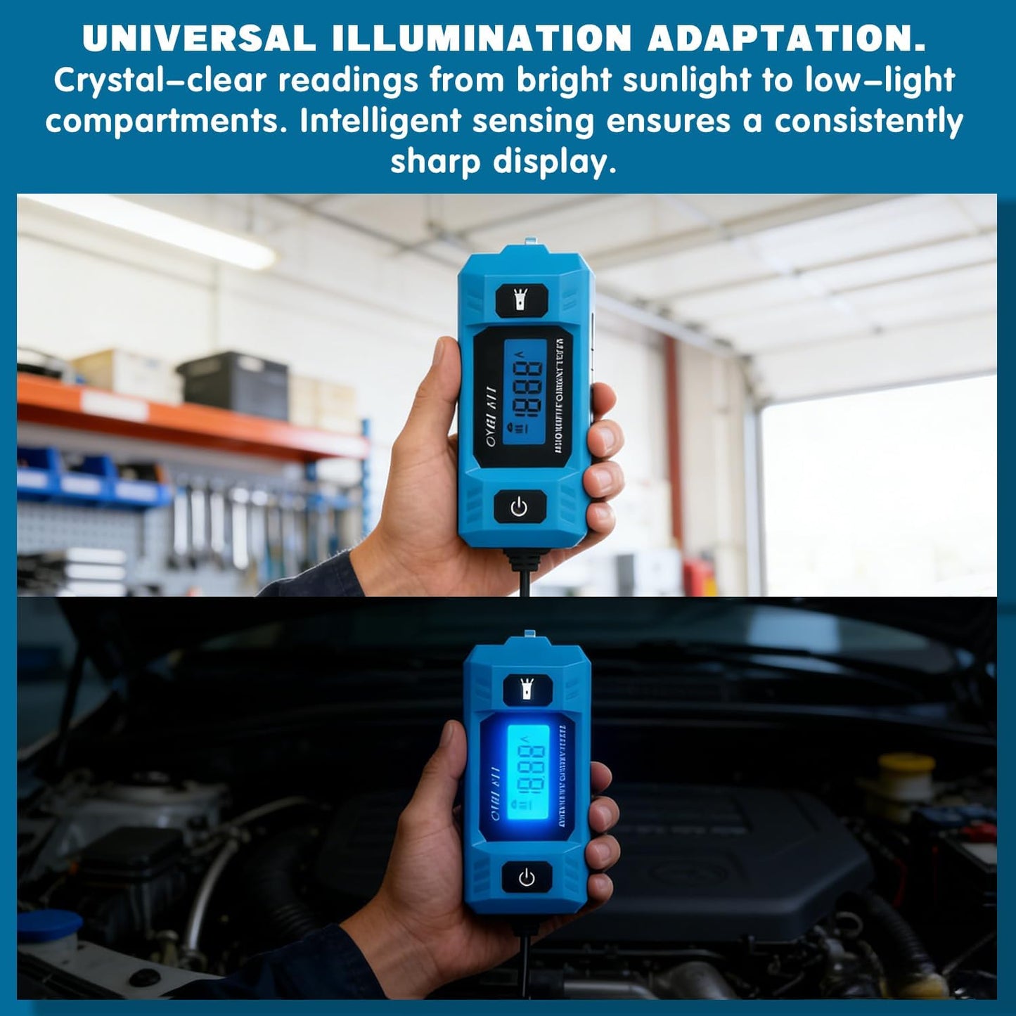 Probador circuito automotriz 20A 48V con luz frontal y pantalla LED