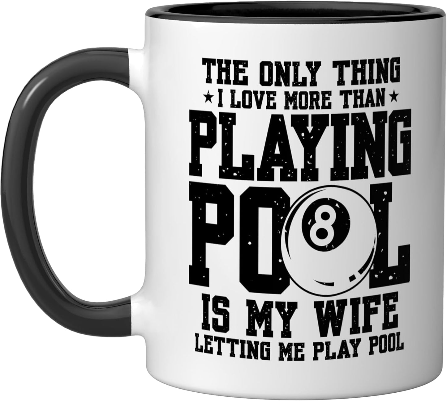 Taza de cerámica Funny Pool Billiards Negro/Blanco