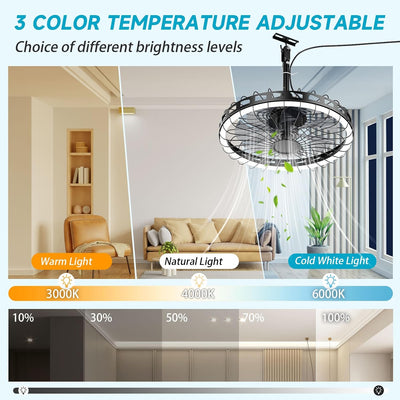 Ventilador techo IP65 20pulg luz 3CCT 6 velocidades enchufable