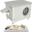 Casa gato exterior resistente plástico con puerta y cortina