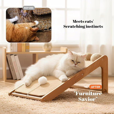 Rampa rascador sisal para gatos forma L 24.8pulg madera maciza