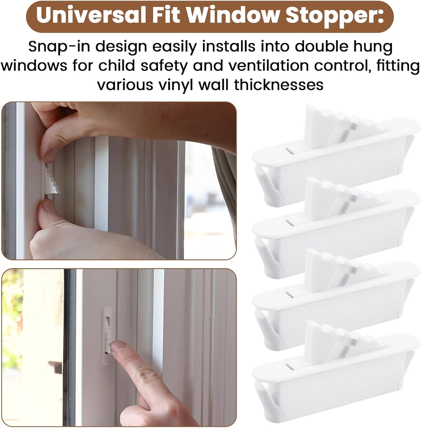 Topes plásticos para ventanas ajuste universal set 4
