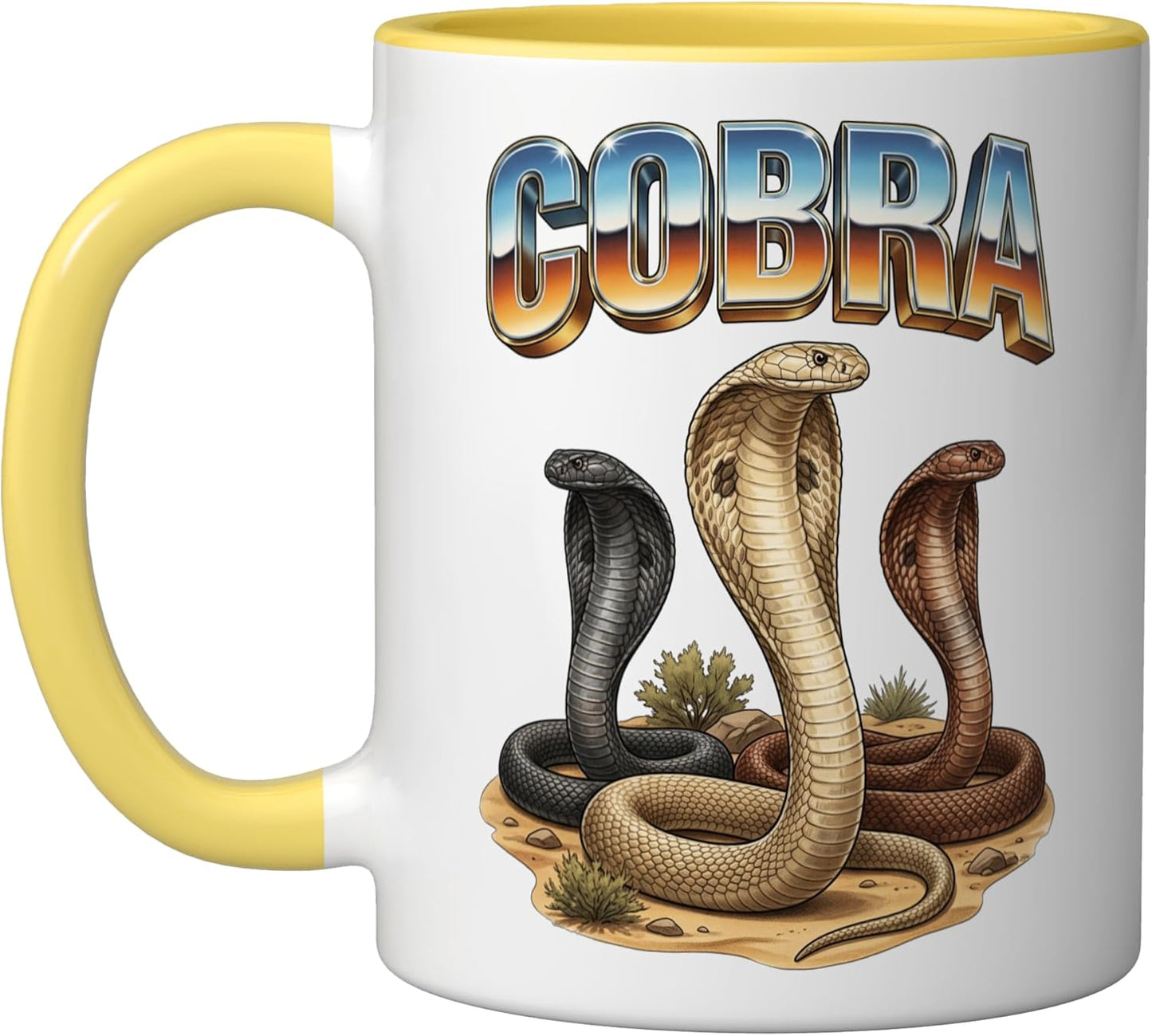 Taza cerámica Cobra vintage amarillo/blanco