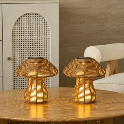 Lámpara rattan solar batería reemplazable terraza dormitorio set 2