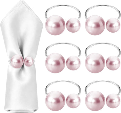 Servilleteros de perlas soporte metálico para mesa de boda y fiesta rosa