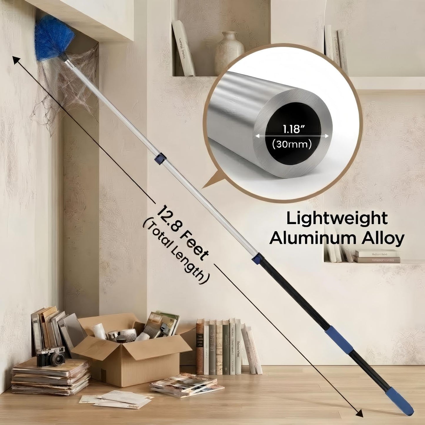 Kit plumero techos altos 20ft poste 5-12ft limpiador aspas azul