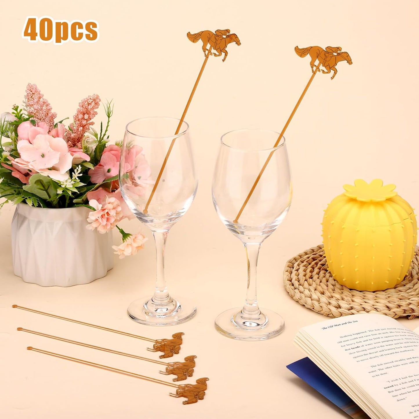 40 agitadores de cóctel Derby, 7.9x2.4 in, palillos de alta calidad para fiestas