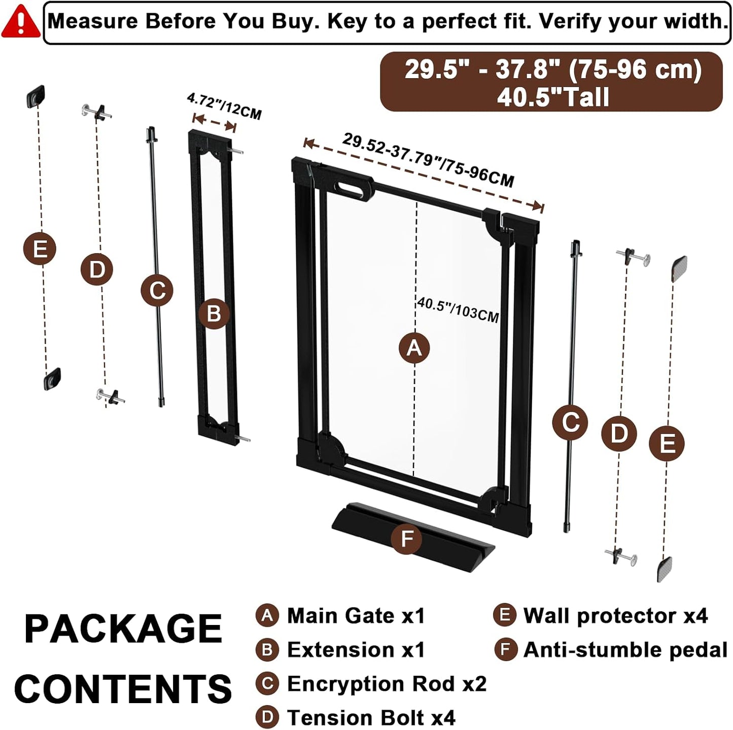 Puerta transparente acrílico para bebés y mascotas 40.5pulg