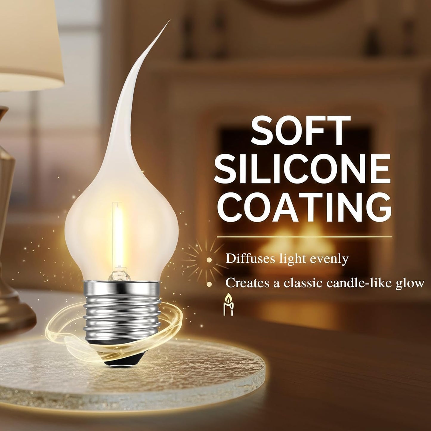 10 Bombillas Silicona E26 S11 LED Amarillo Cálido Decorativas